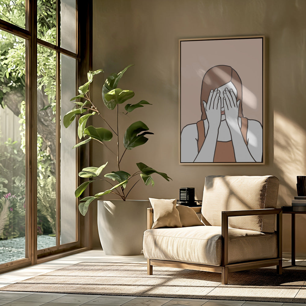 Verlegen vrouw | Poster
