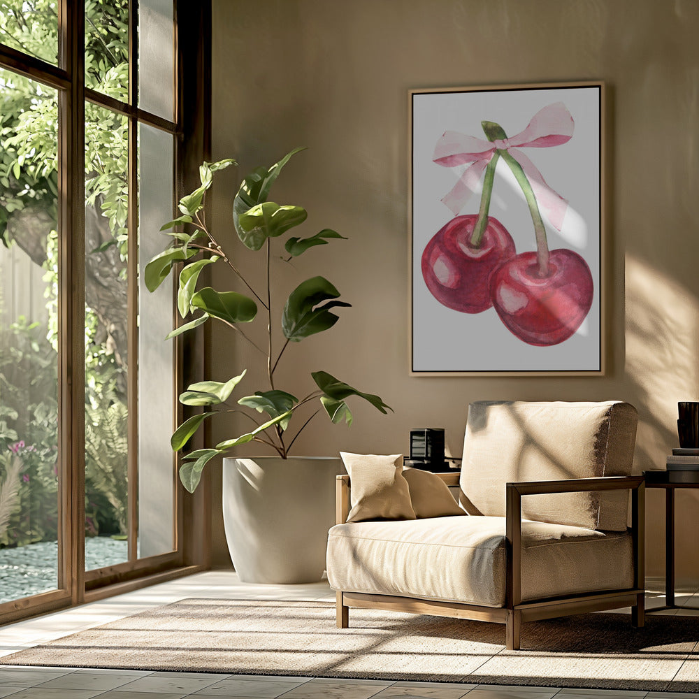 Rode kersenroze strik | Poster