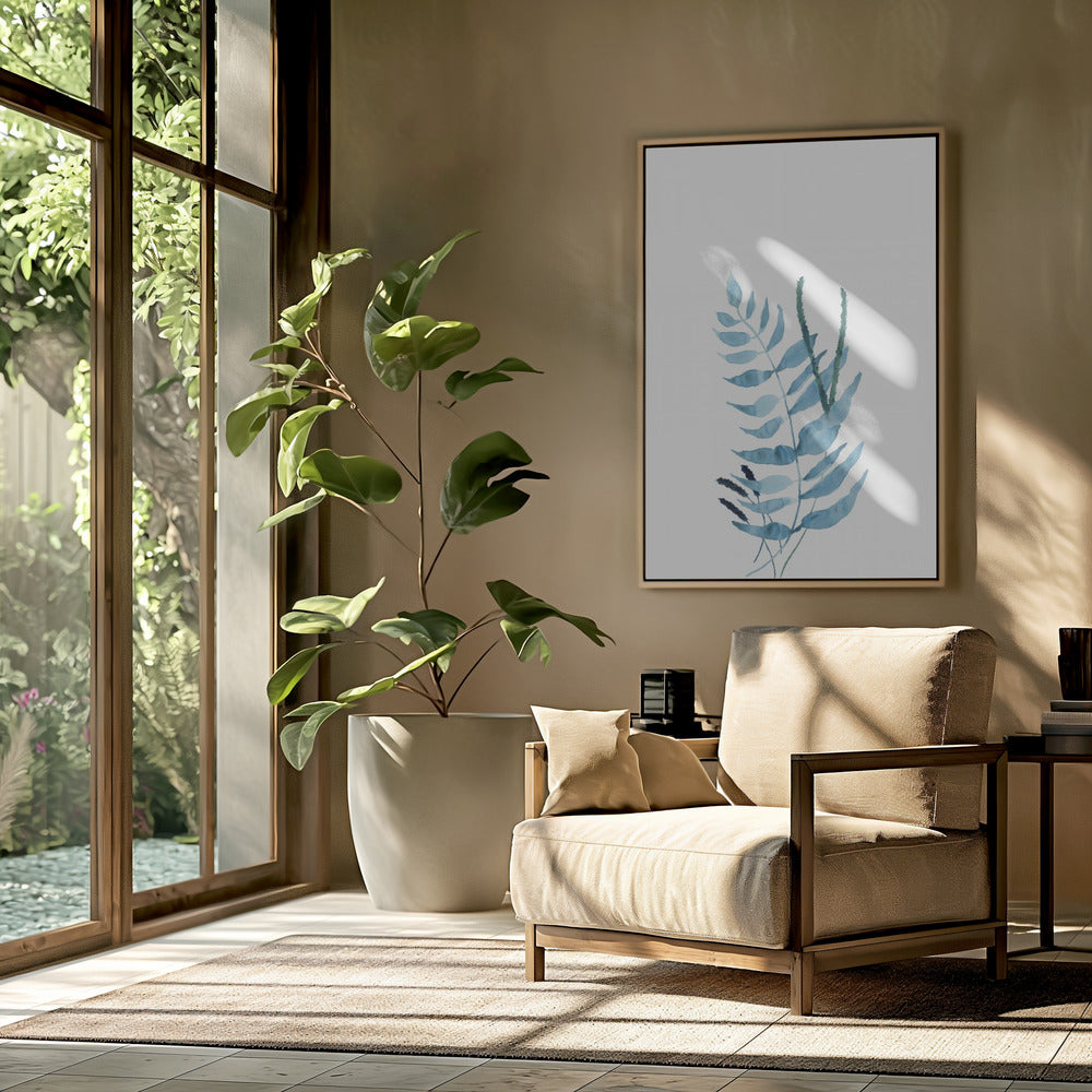 Blauwe aquarelbloemen 2 | Poster