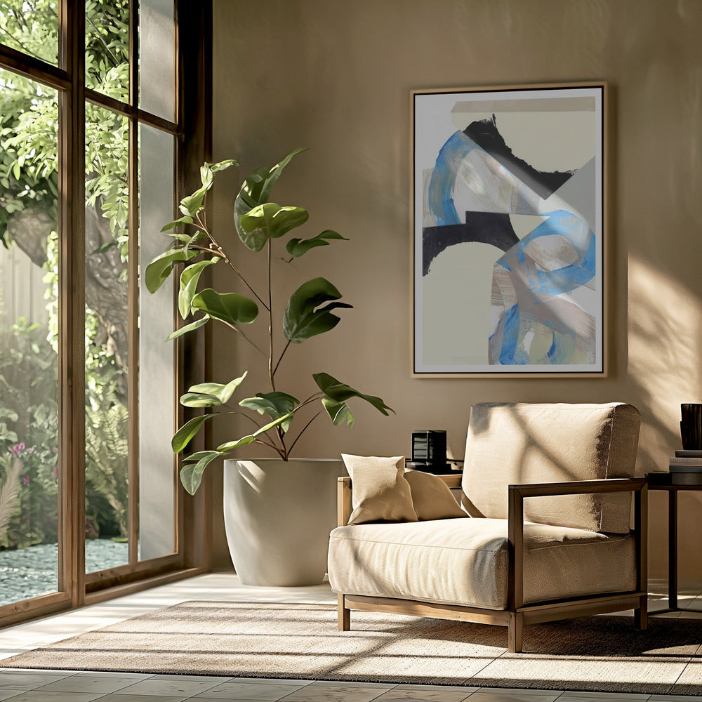 Blauw Neutraal Beige Zwart 1 | Poster