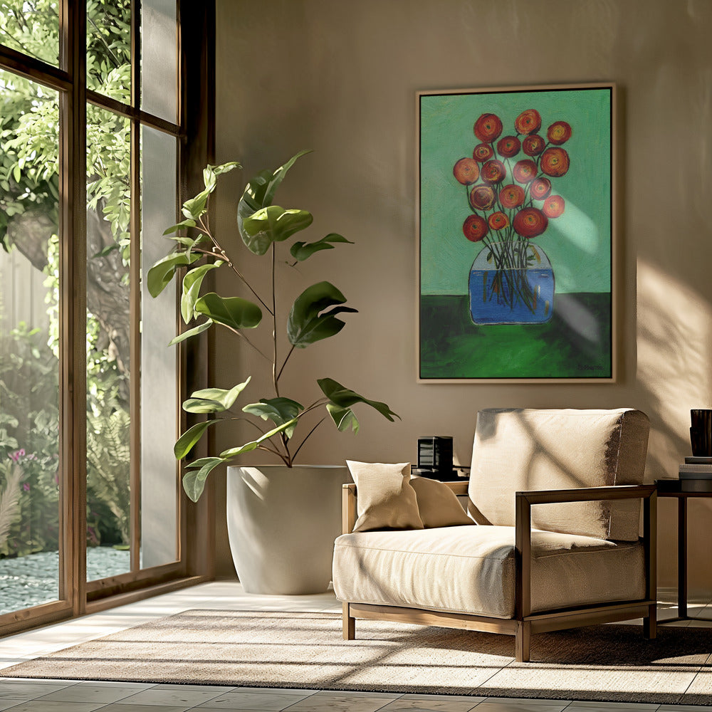 Poppies in Vase Green Version | Poster