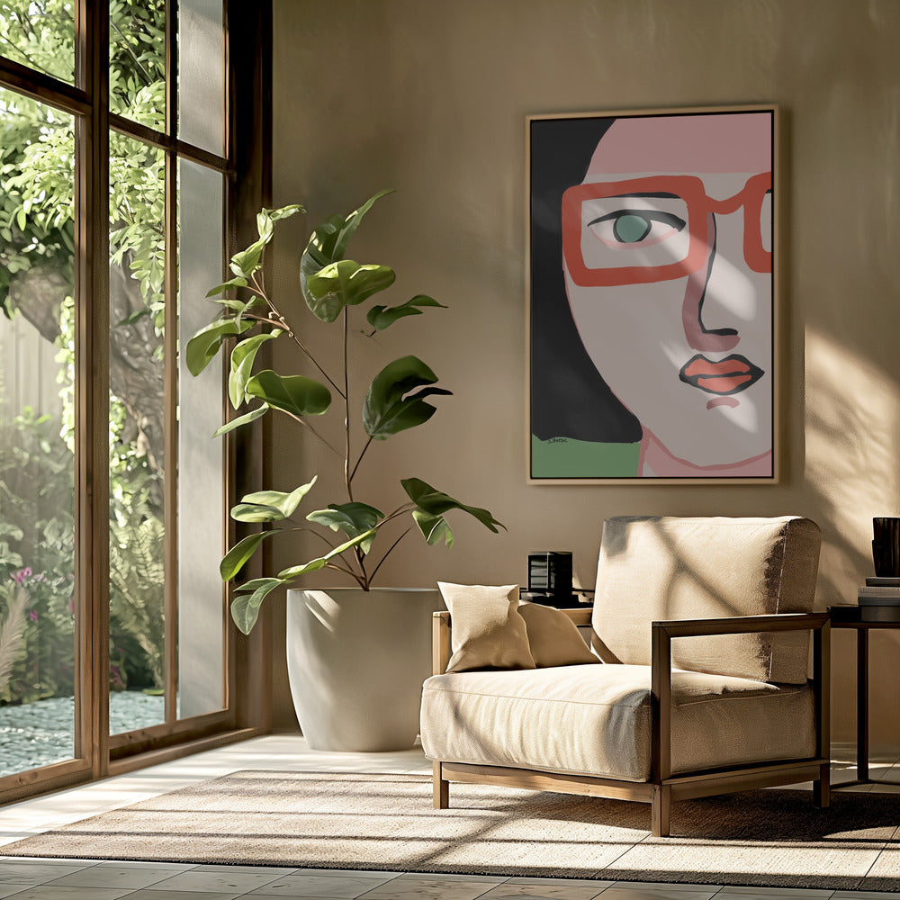 Dame met rode bril | Poster