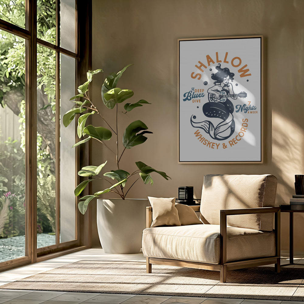 Shallow Whiskey &amp; Records Duikbar Muziek Zeemeermin | Poster