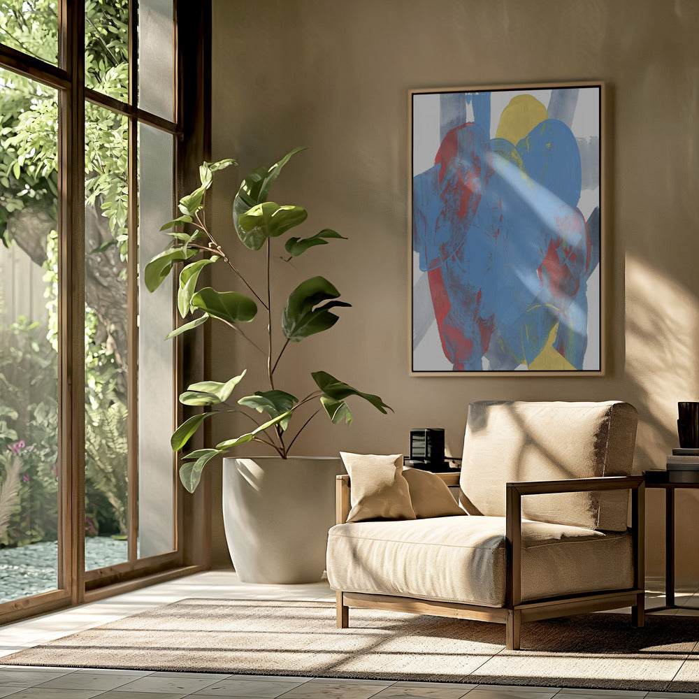 Abstracte blauwe, rode en gele vormen 3 | Poster