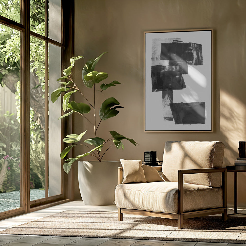 Zwart-wit abstracte compositie nr. 1 | Poster