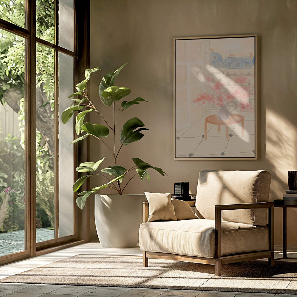 Kersenbloesems in een Parijs appartement | Poster