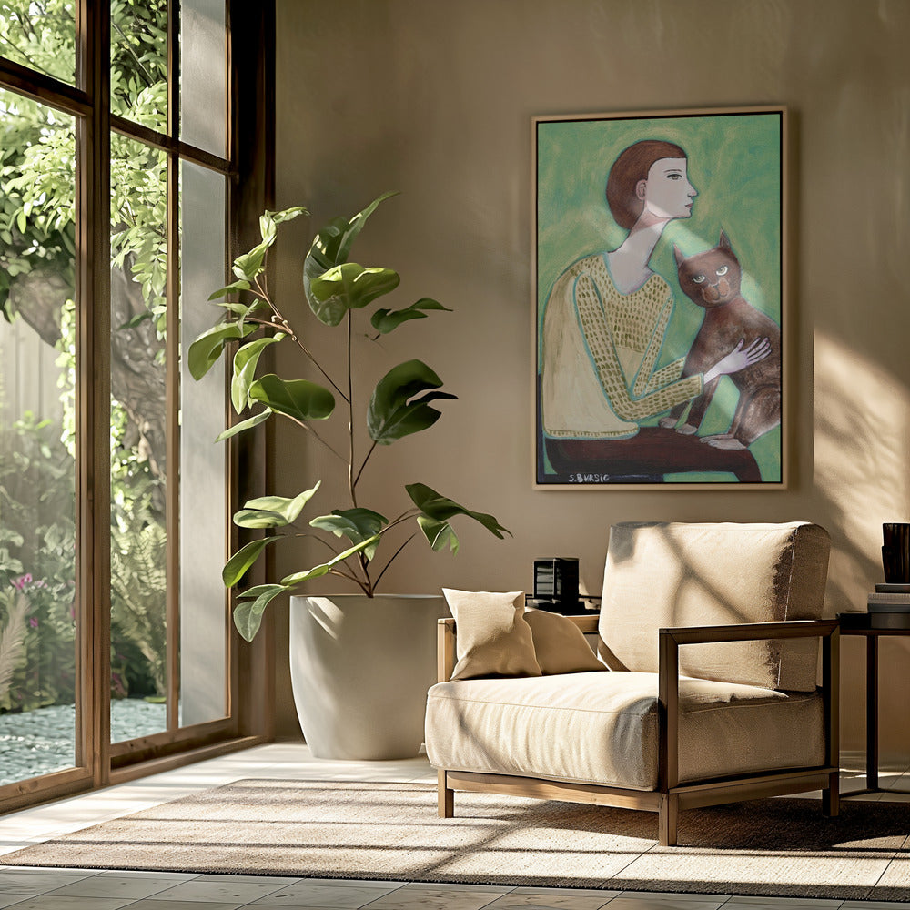 Vrouw met kat | Poster