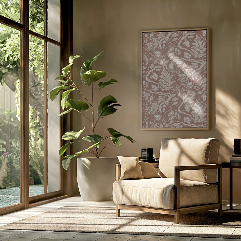 Cabincore Scene Pattern - Mocha Mousse | Poster