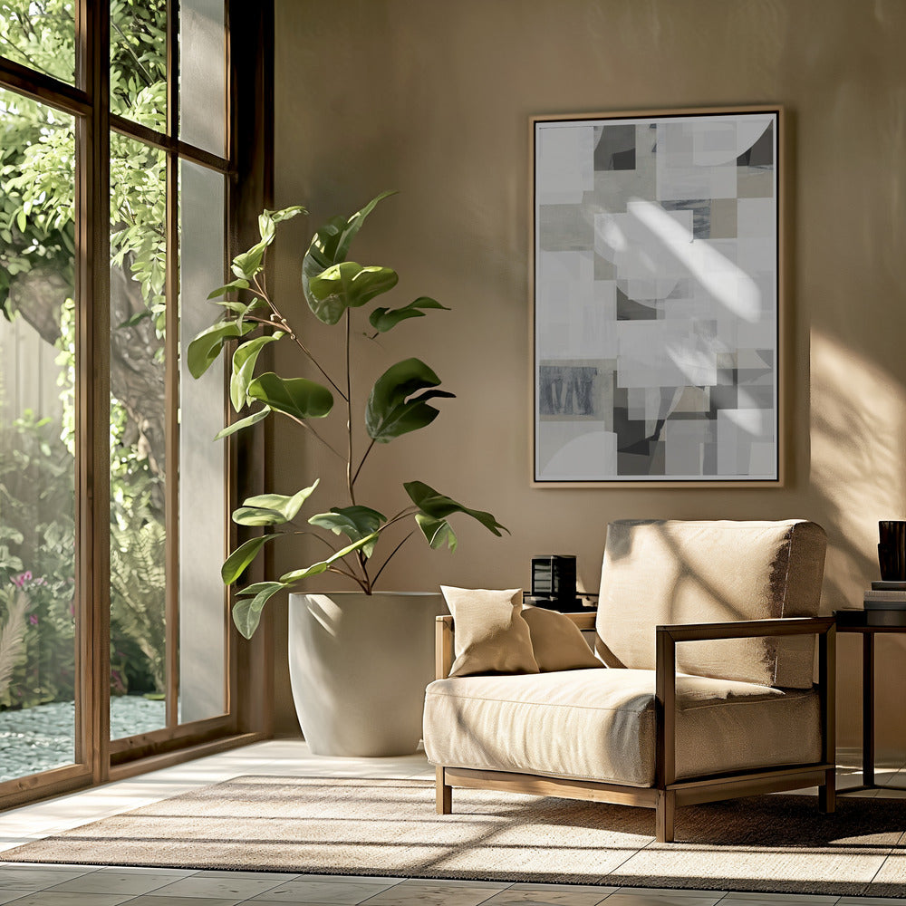 Abstracte Mocha Zwart Wit Compositie Nr. 3 | Poster