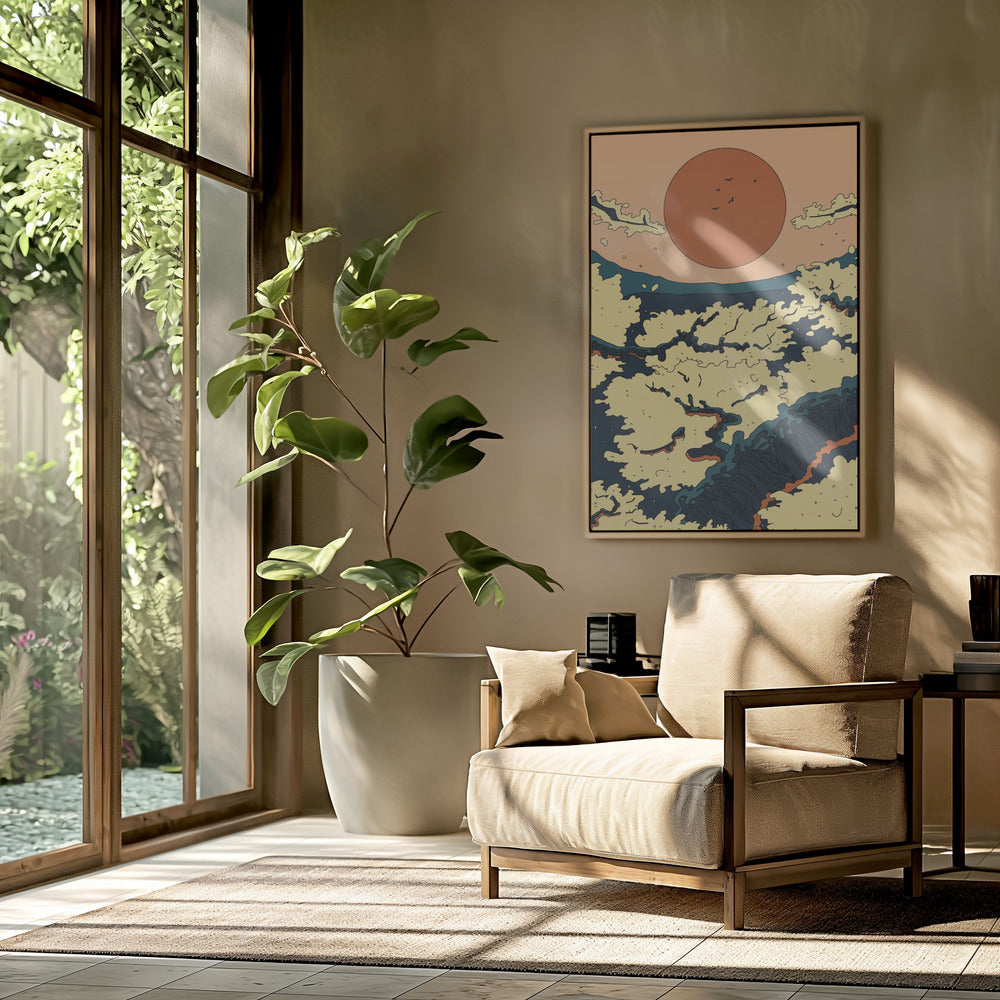 Abstracte Japanse zonsondergang | Poster