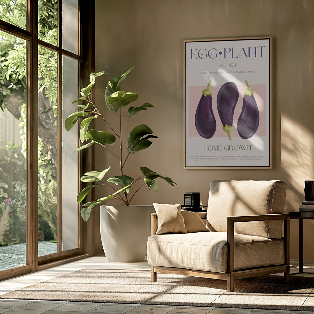 Drie levendige paarse aubergines | Poster