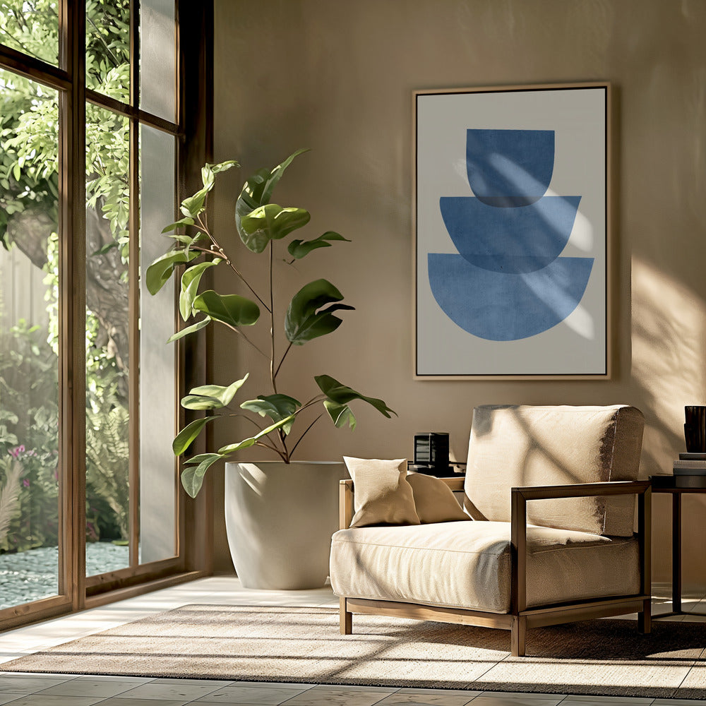 Geometrische abstracte vormen blauw | Poster