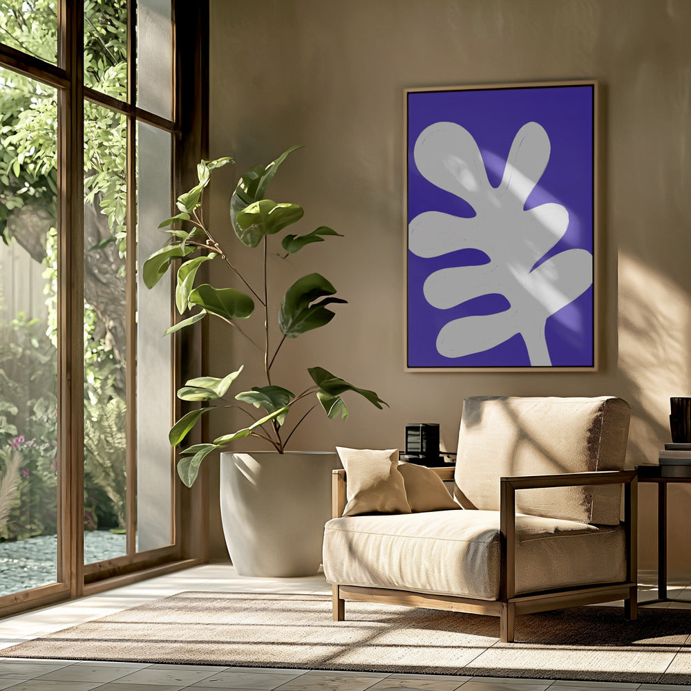 Blad op blauw canvas | Poster