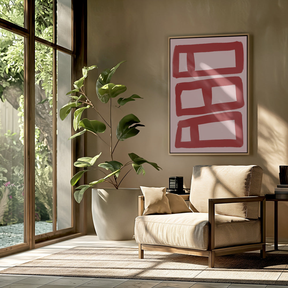 Rode symmetrieblokken | Poster
