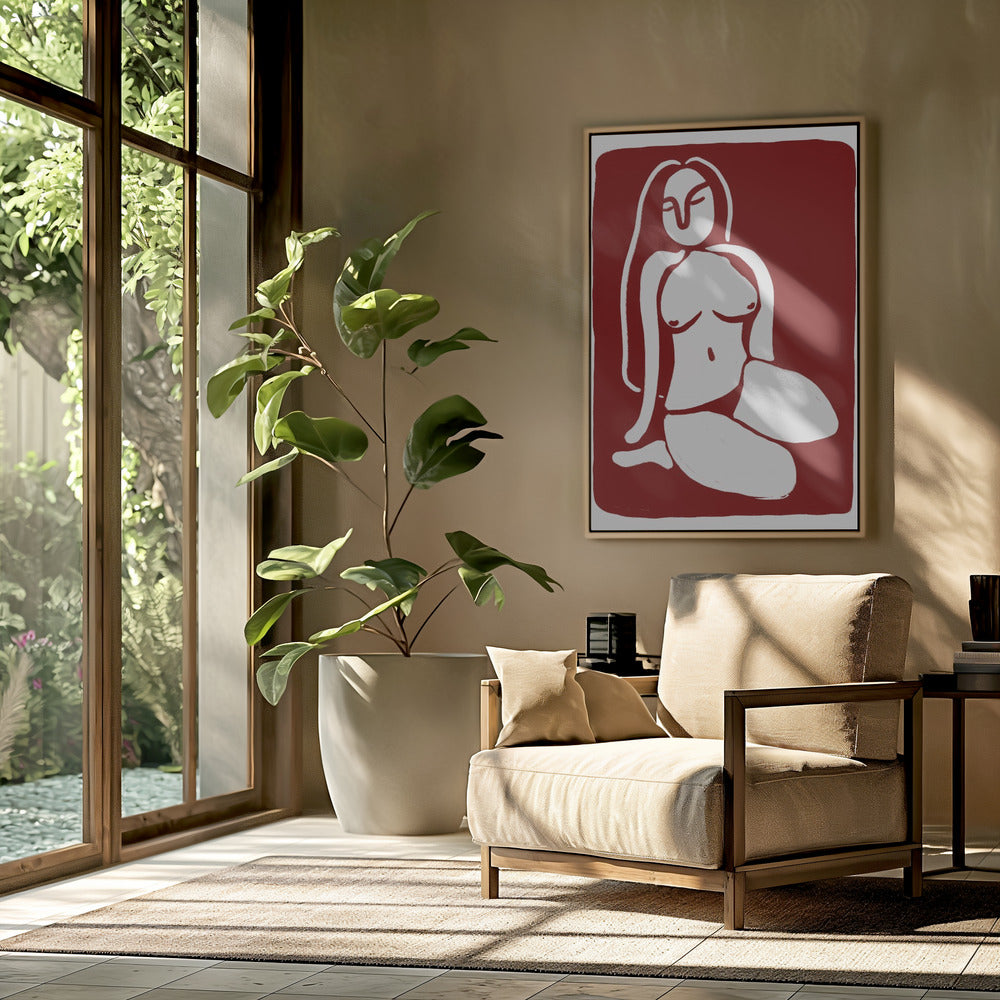 Gestileerd naaktfiguur in zittende houding | Poster