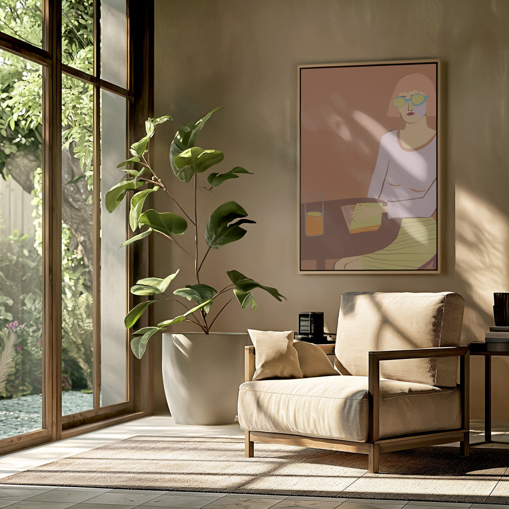 Dame leest met drank | Poster