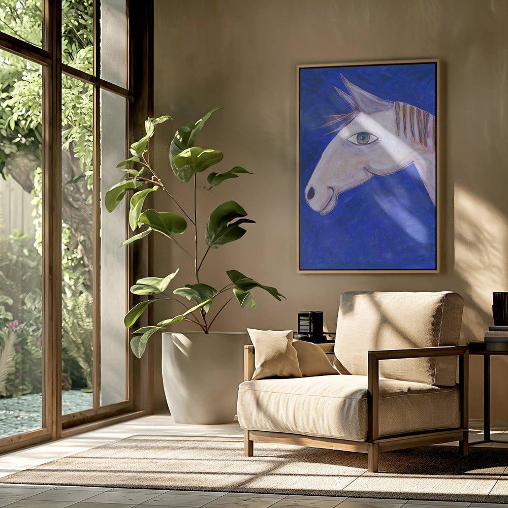 Dromen van paarden lichtgevend blauw | Poster