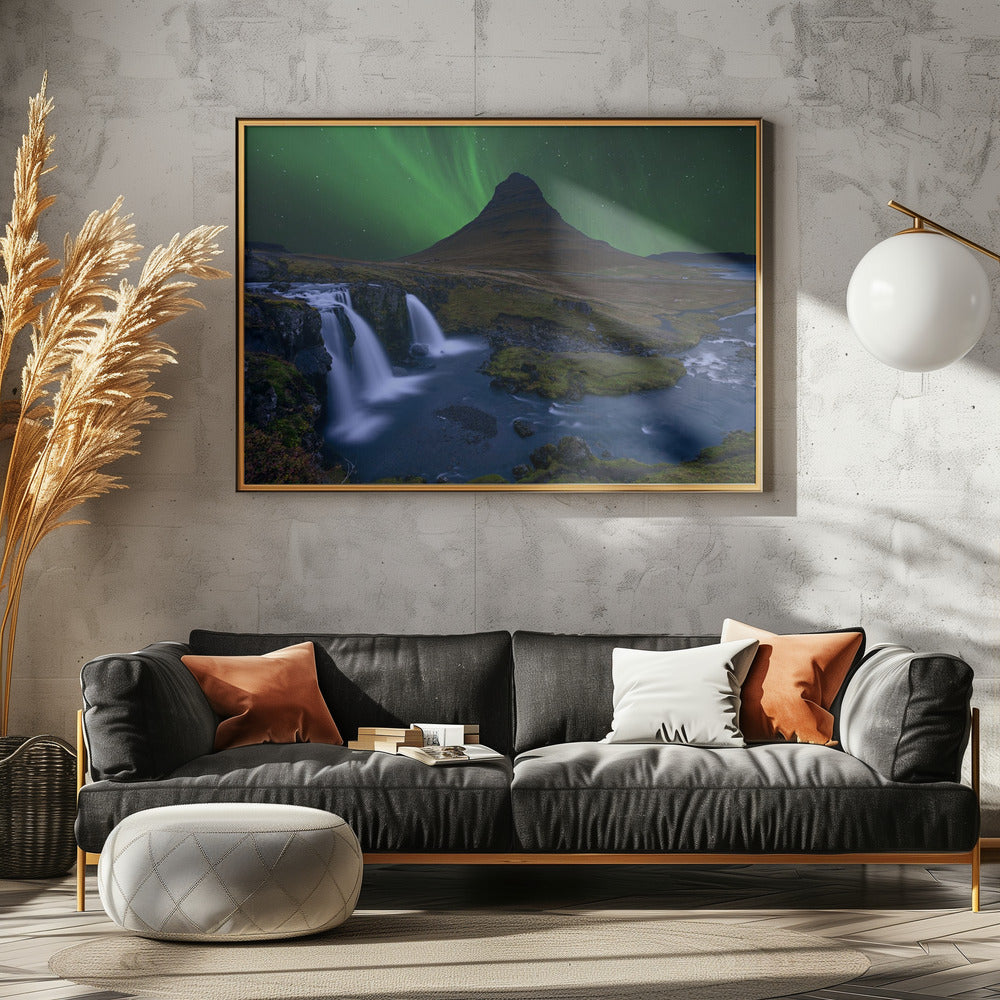 Kirkjufell... Onder een groene hemel | Poster