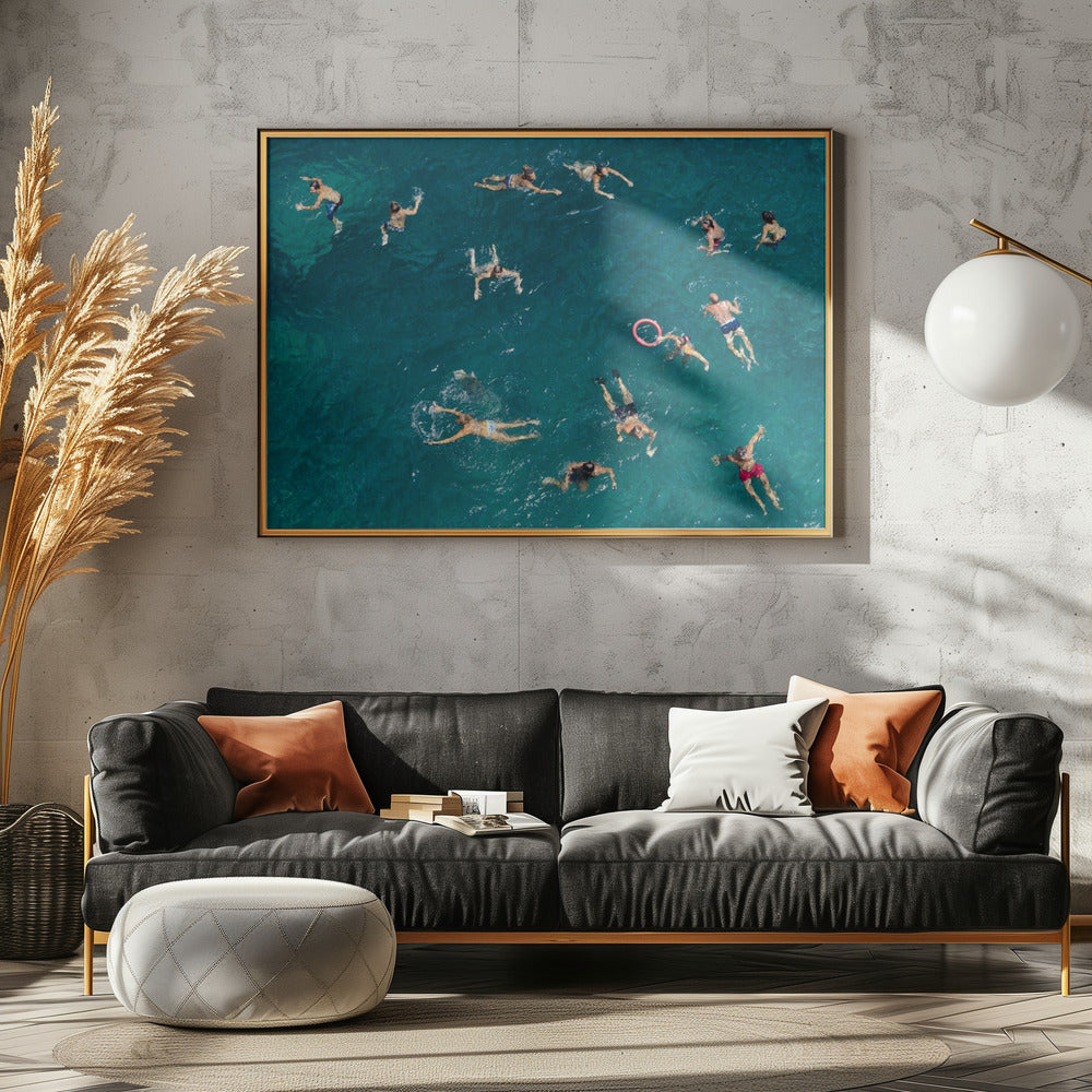 Zwemmen in blauw water | Canvas