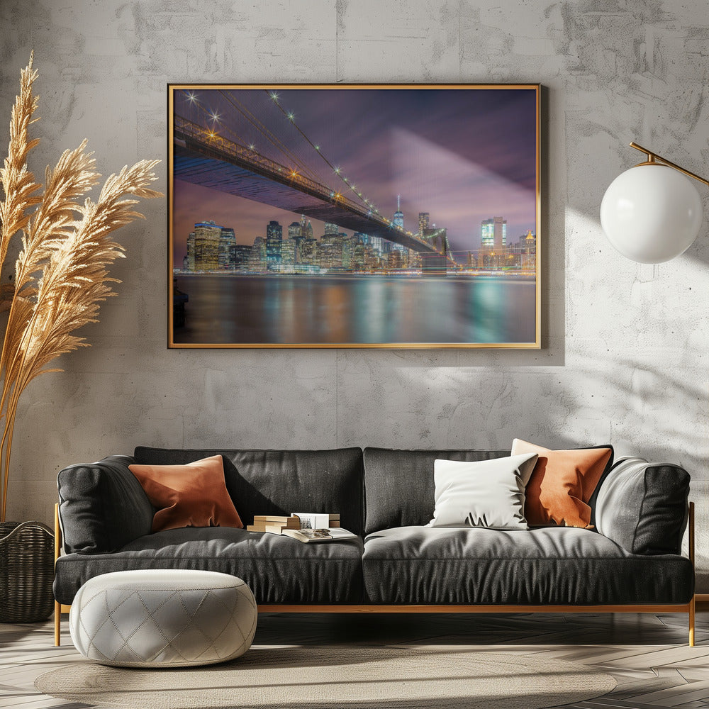 Brooklyn Bridge bij nacht | Canvas