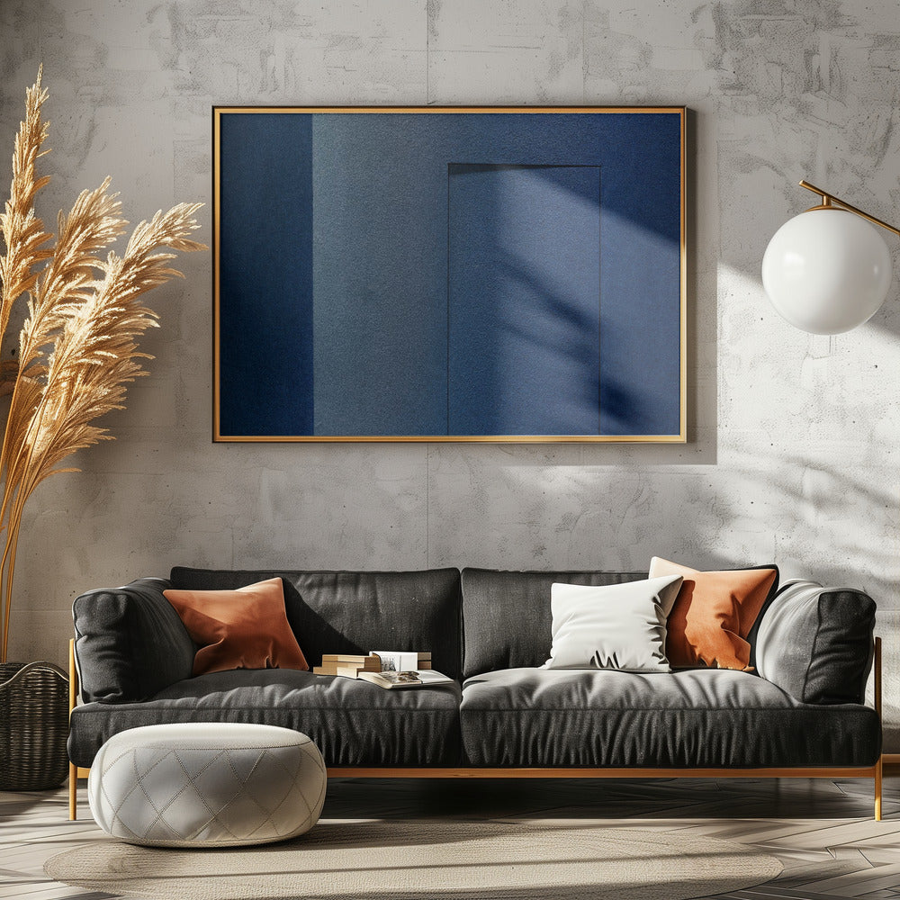 Blauw minimalisme of een geheime deur | Poster