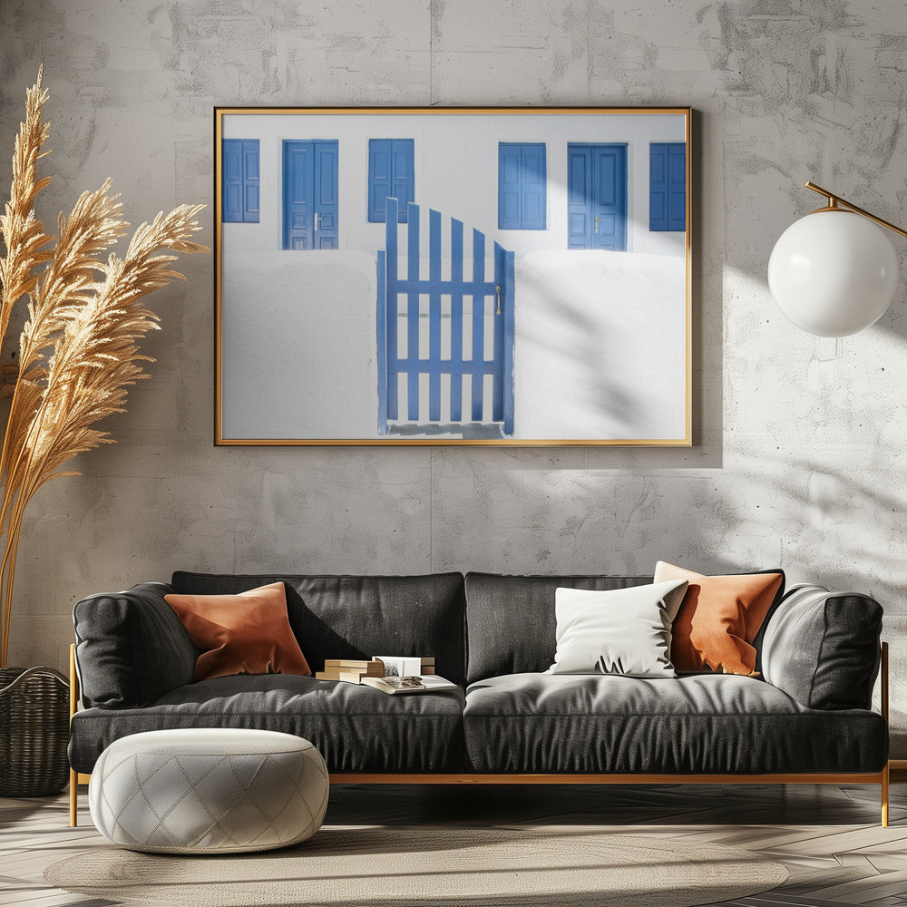 witkalk en blauwe verf | Canvas