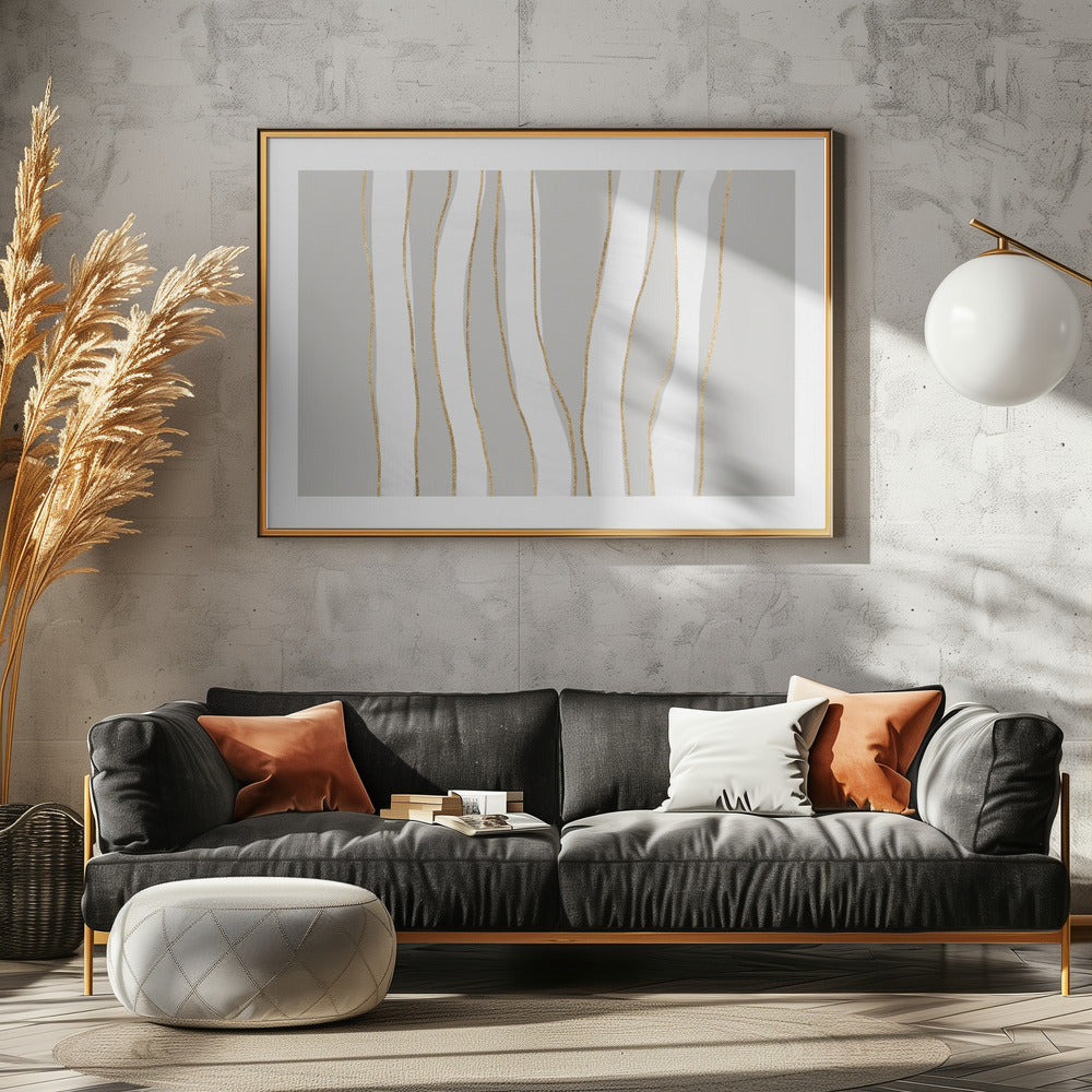 Goud en wit gouden golven | Poster