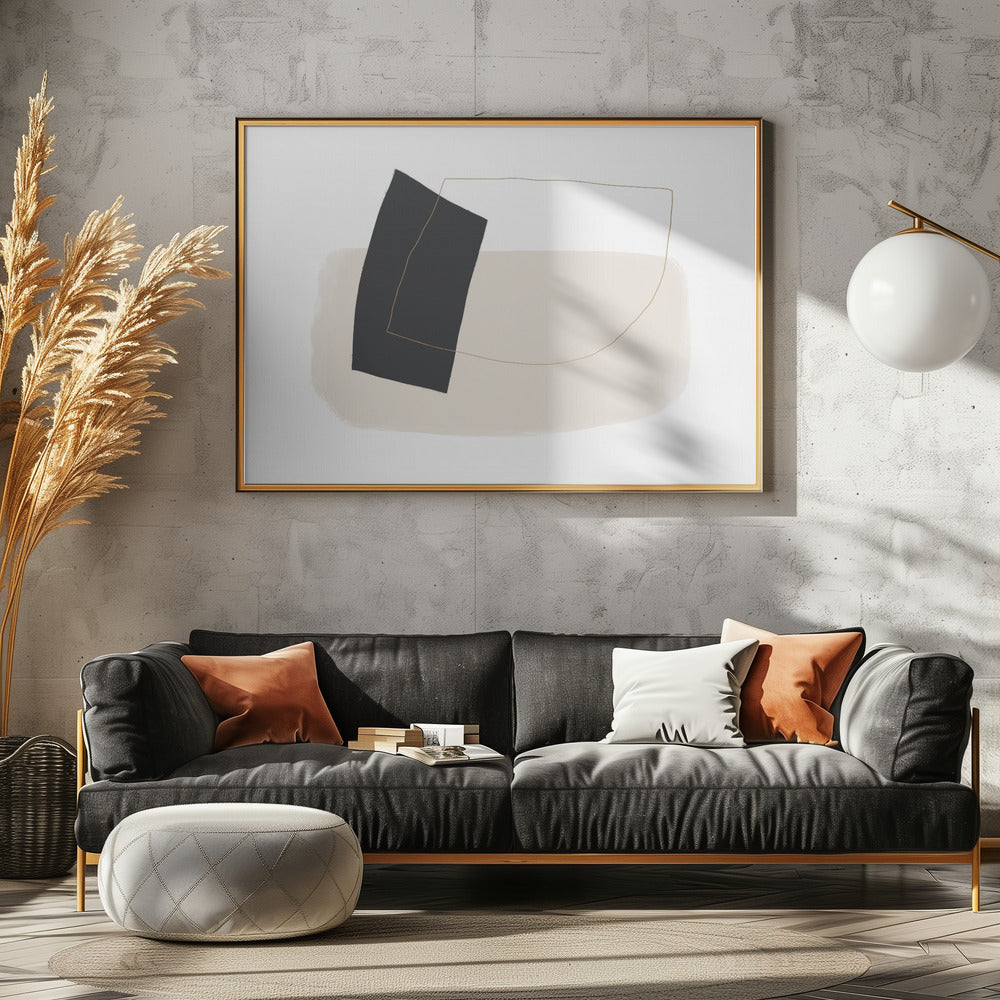 Geometrische vormen en eenvoudige lijnen in neutrale tinten | Canvas