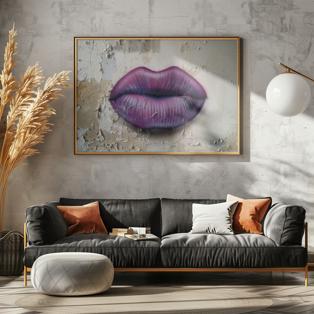 Lippen op de muur | Canvas