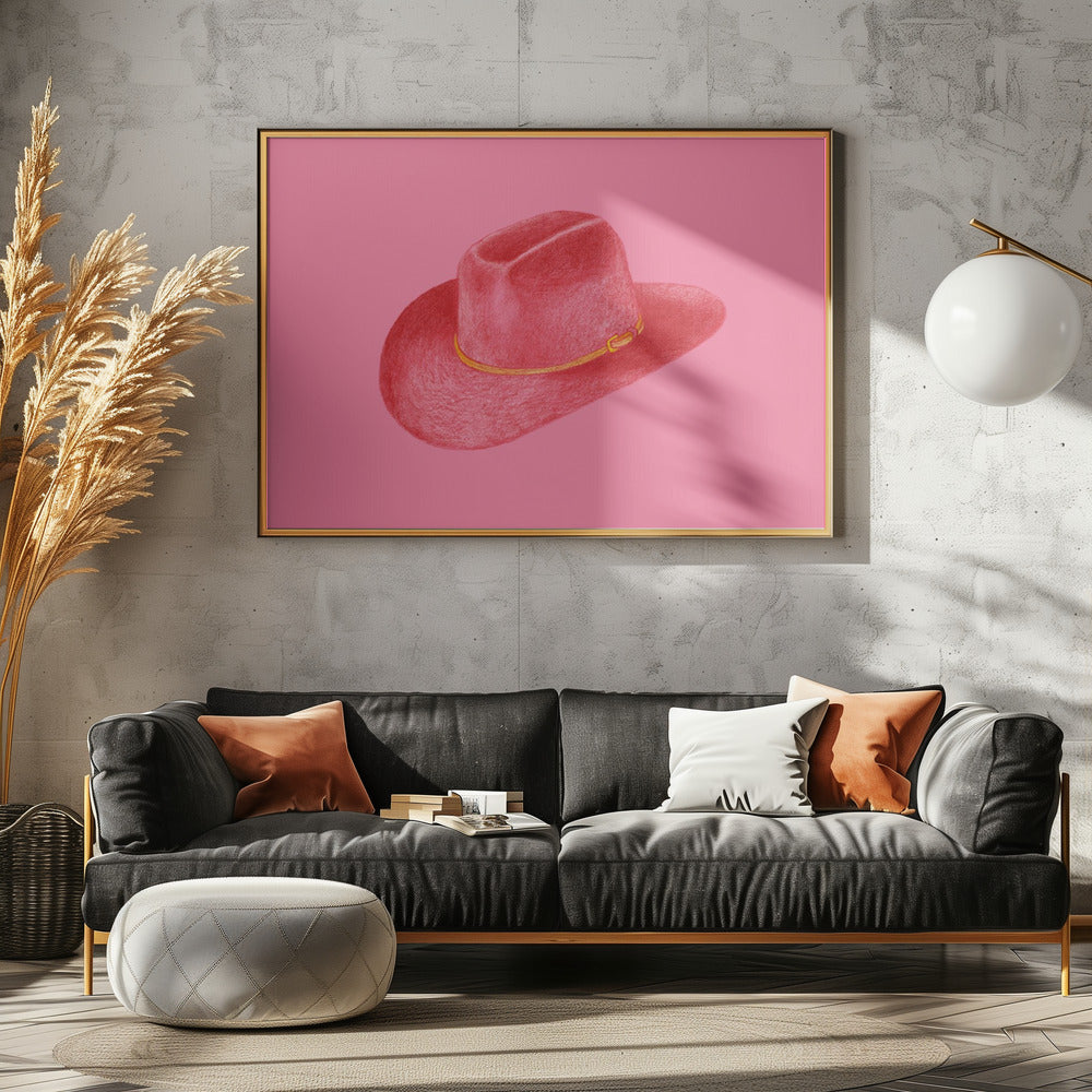 Rode Stetson op roze | Canvas