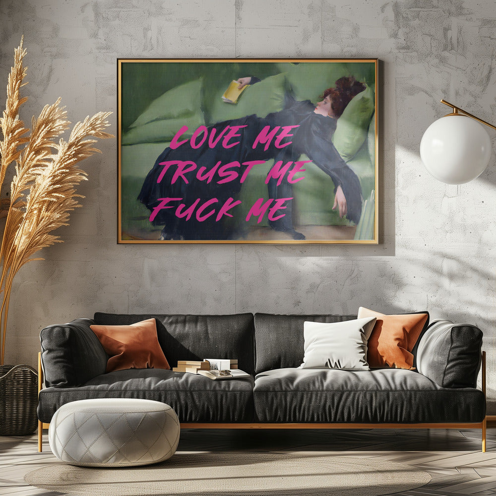 Hou van me, vertrouw me, neuk me / Roze versie | Canvas