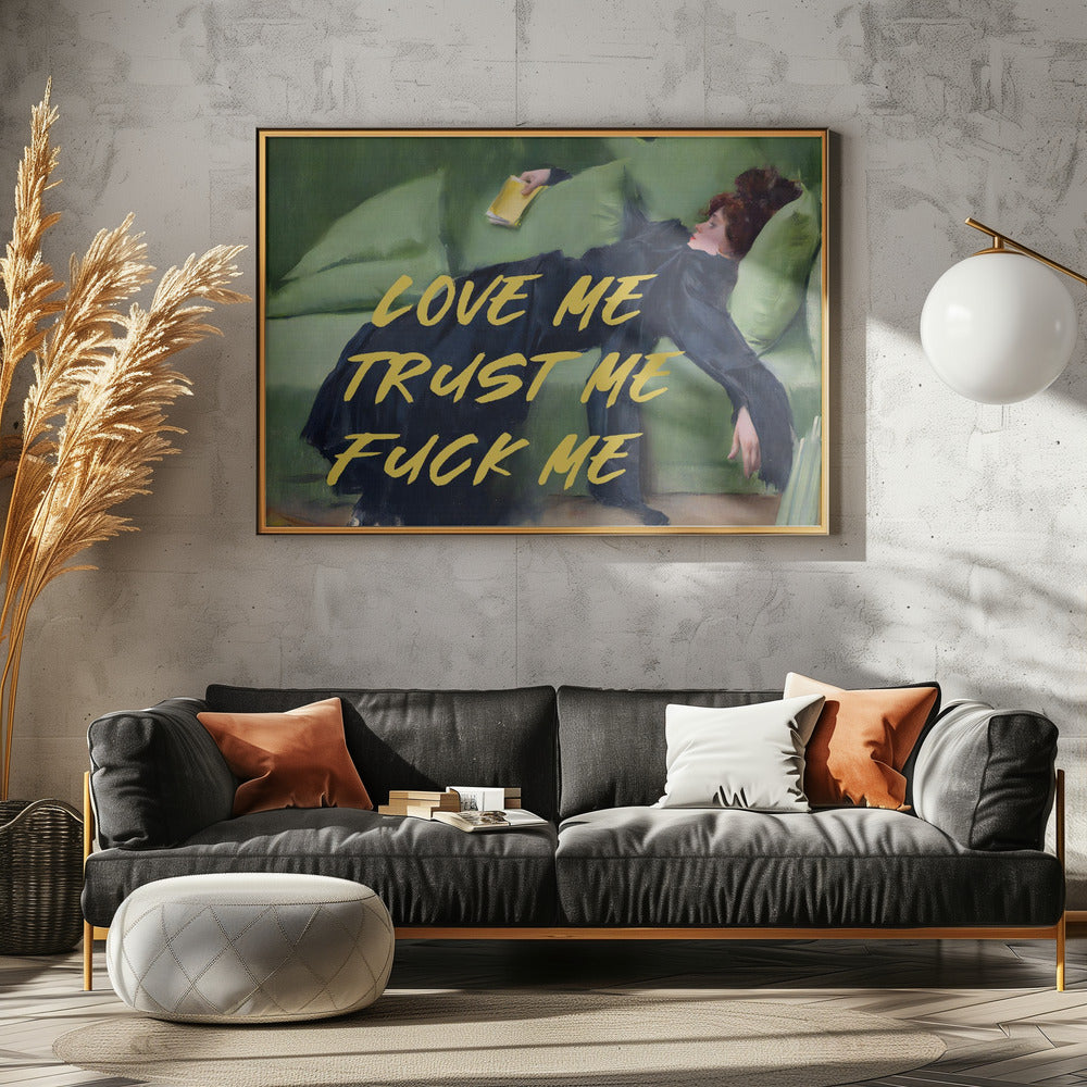Hou van me, vertrouw me, neuk me / Gele versie | Canvas