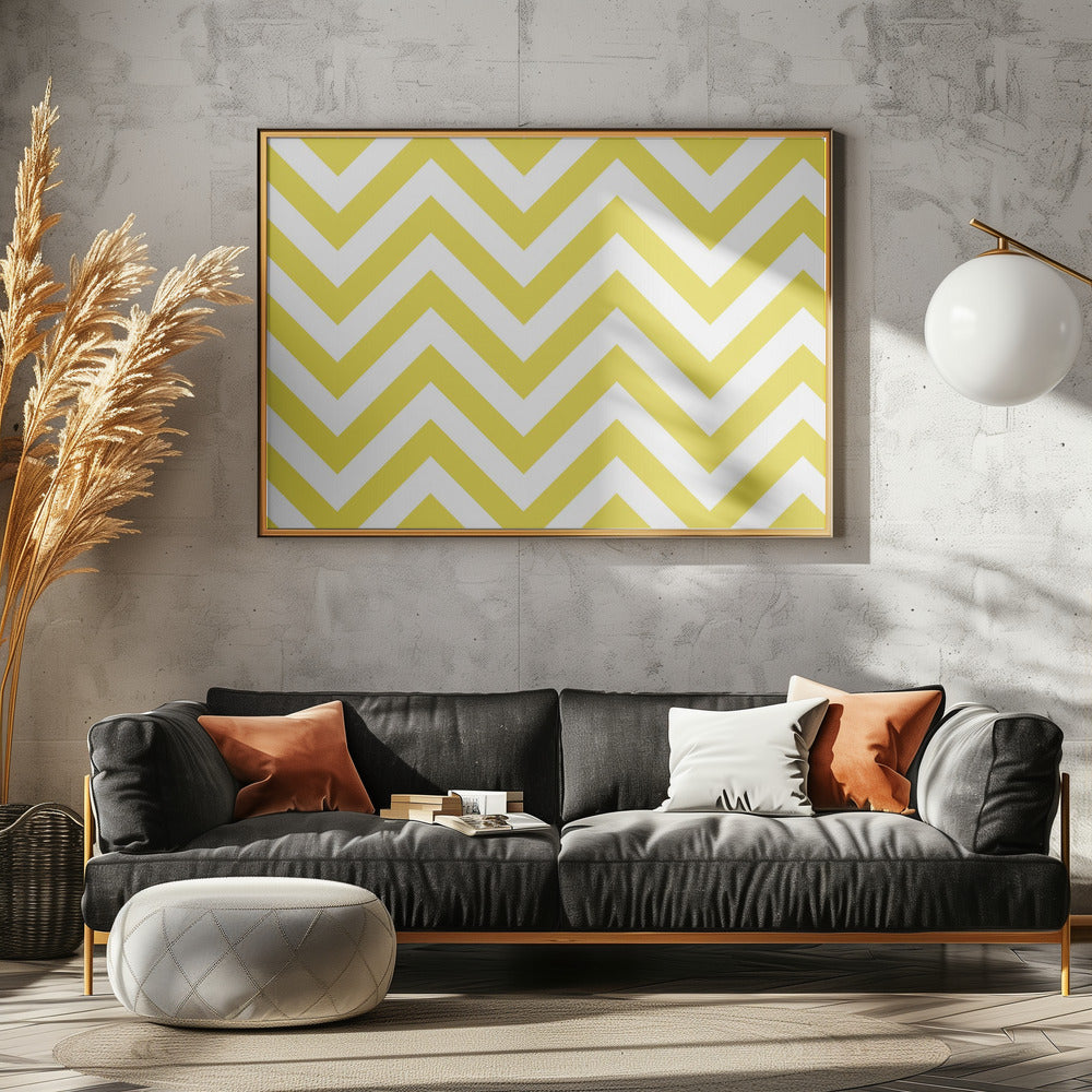 Chevron Geel en Wit | Canvas