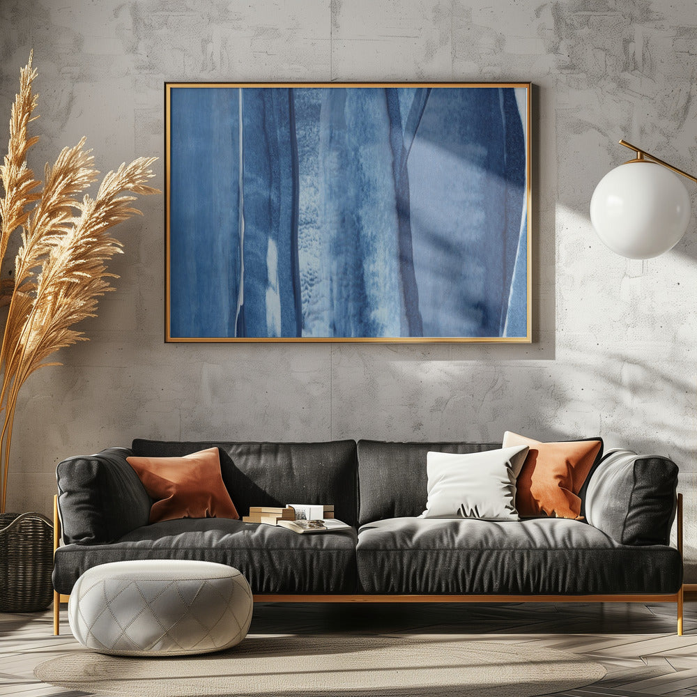 Blauwe lijnen en tinten | Poster