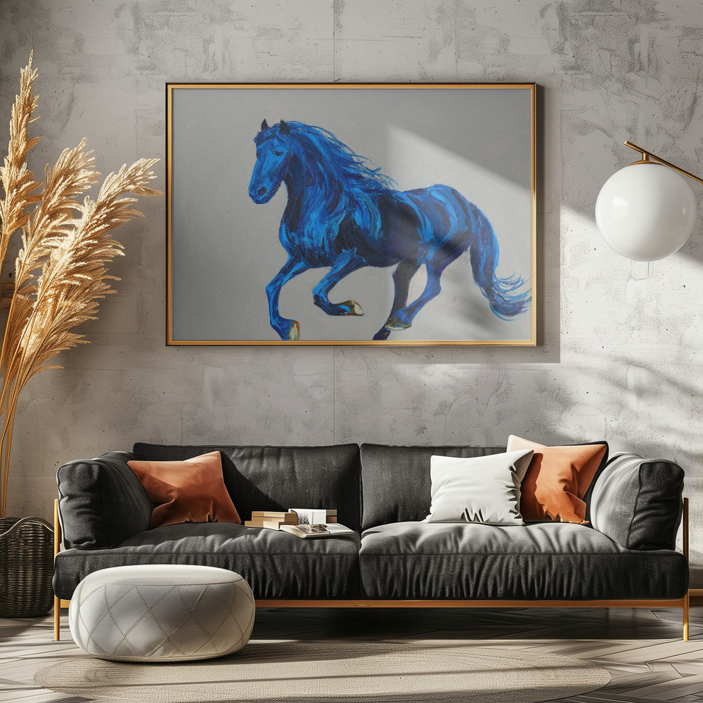 Een blauw paard | Canvas