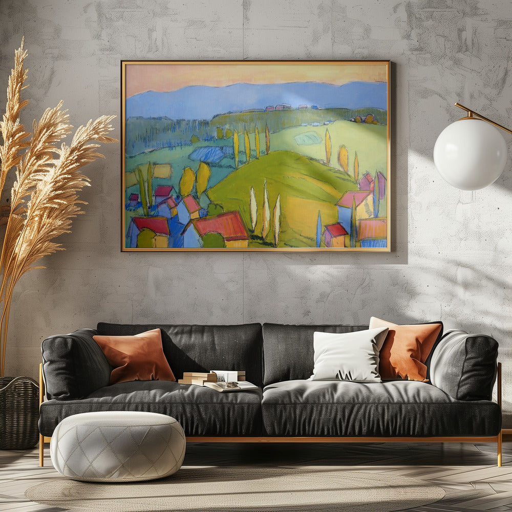 Kleurrijk heuvellandschap | Poster