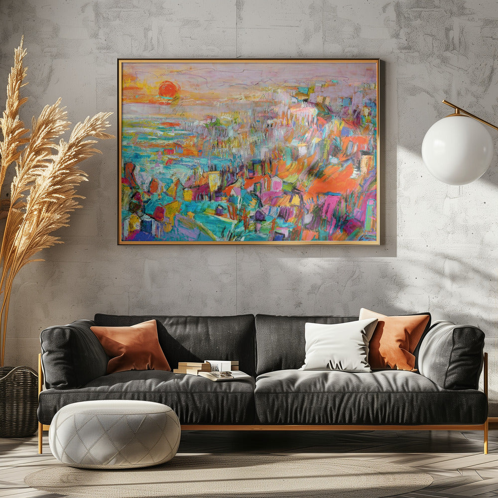 Eiland in de ondergaande zon | Canvas
