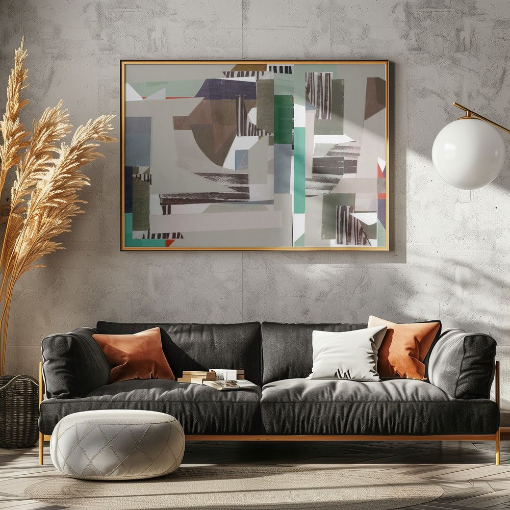 Mint and Blue Hues Abstract Hardedge 4 | Canvas