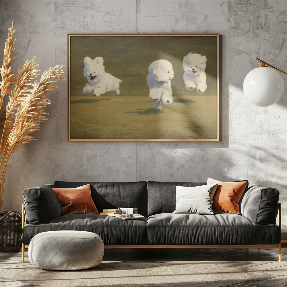 Drie rennende honden | Canvas