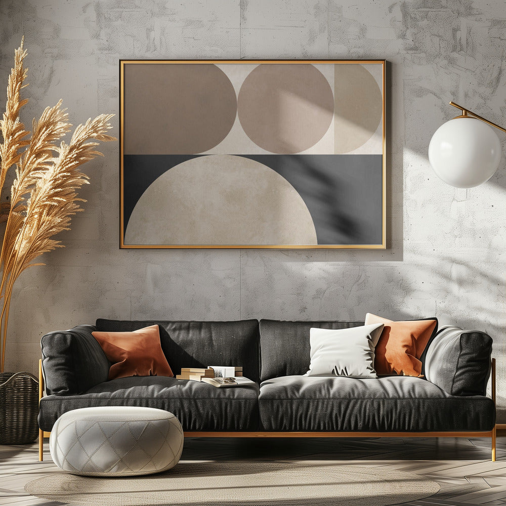 Bruine geometrie 5 | Canvas