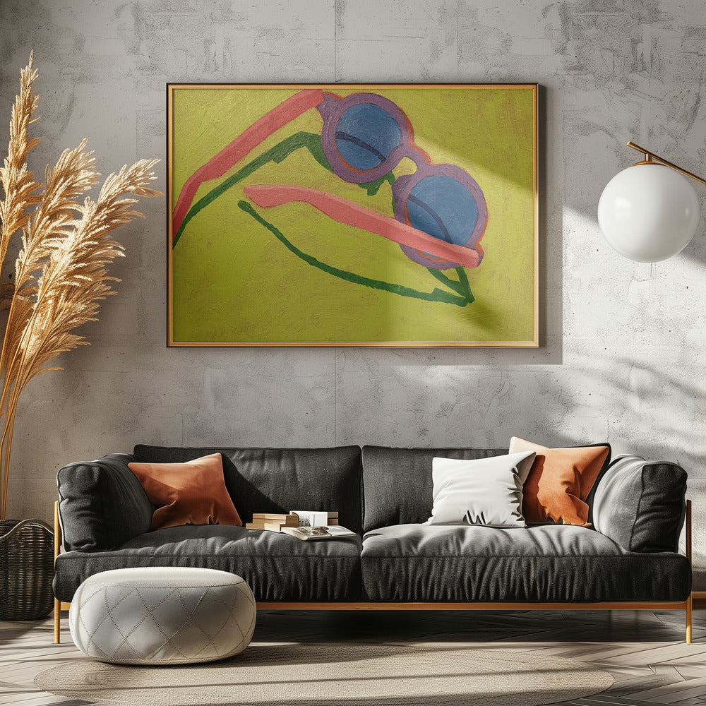 Zonnebril op Geelgroen | Canvas