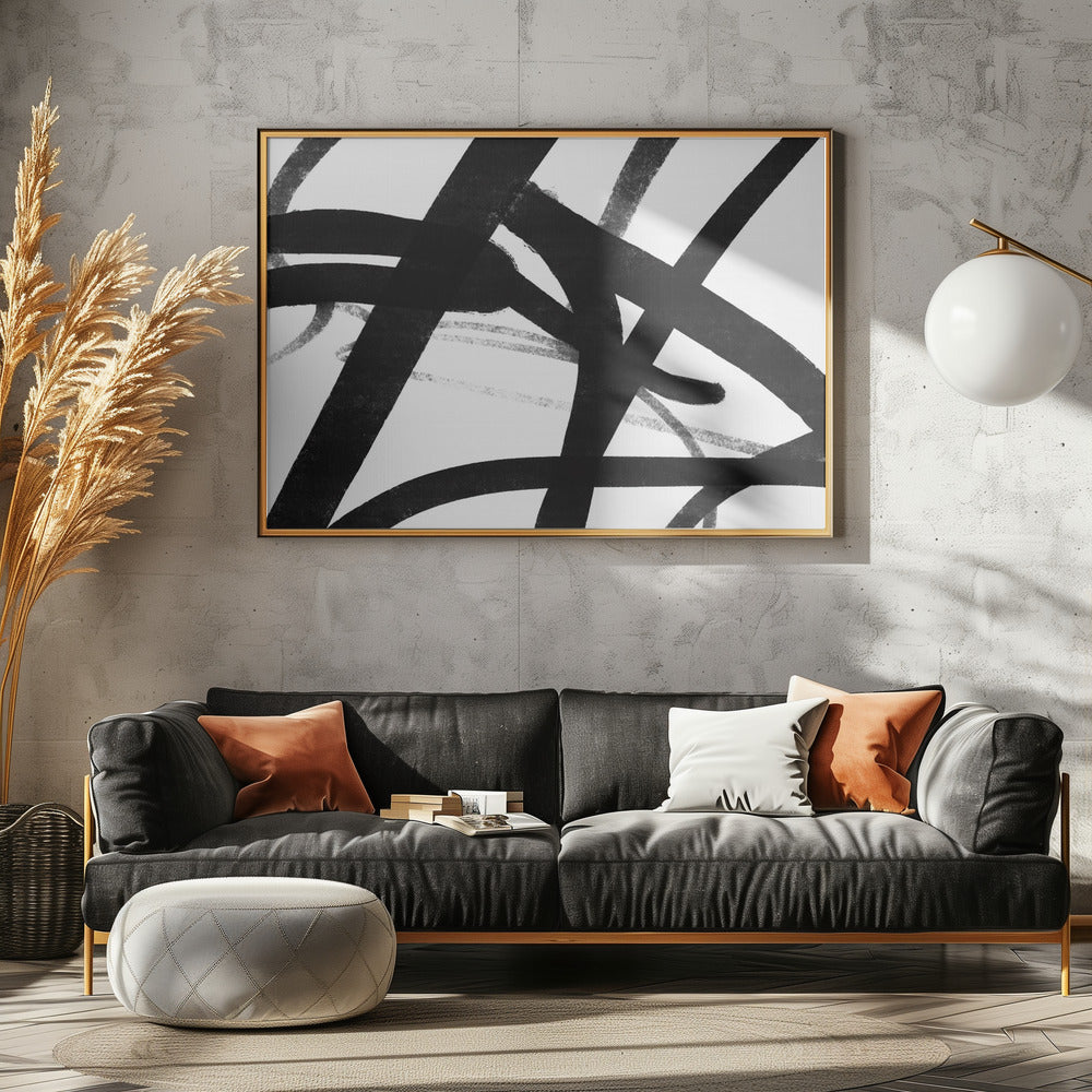 Gedurfde zwarte penseelstreken | Canvas