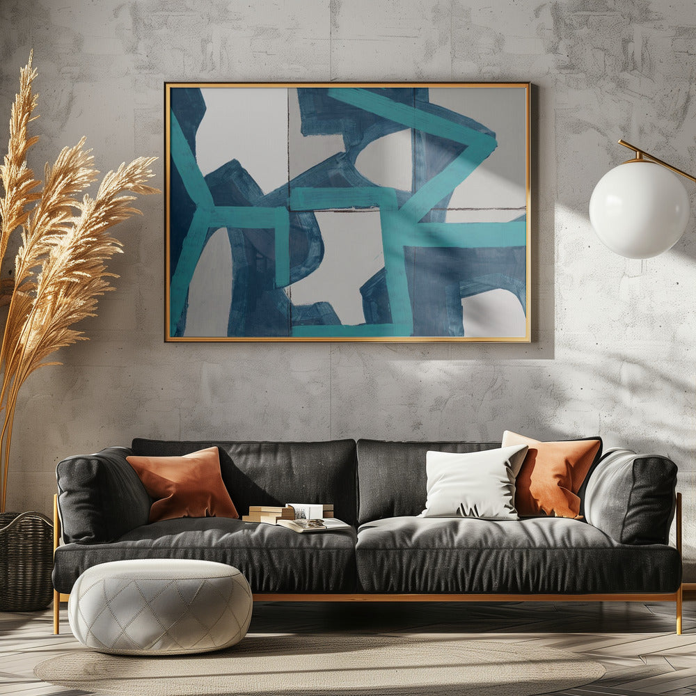 Metrisch blauw abstract kunstdruk | Canvas