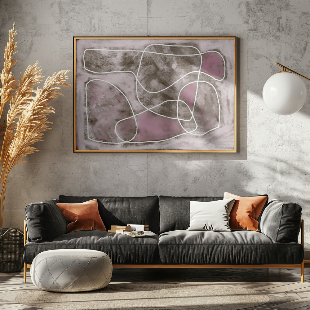 Pastelroze lijntekening | Canvas