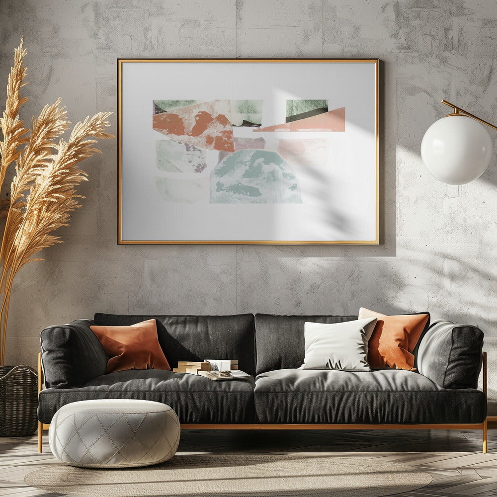 Abstracte collage met geometrische vormen | Canvas