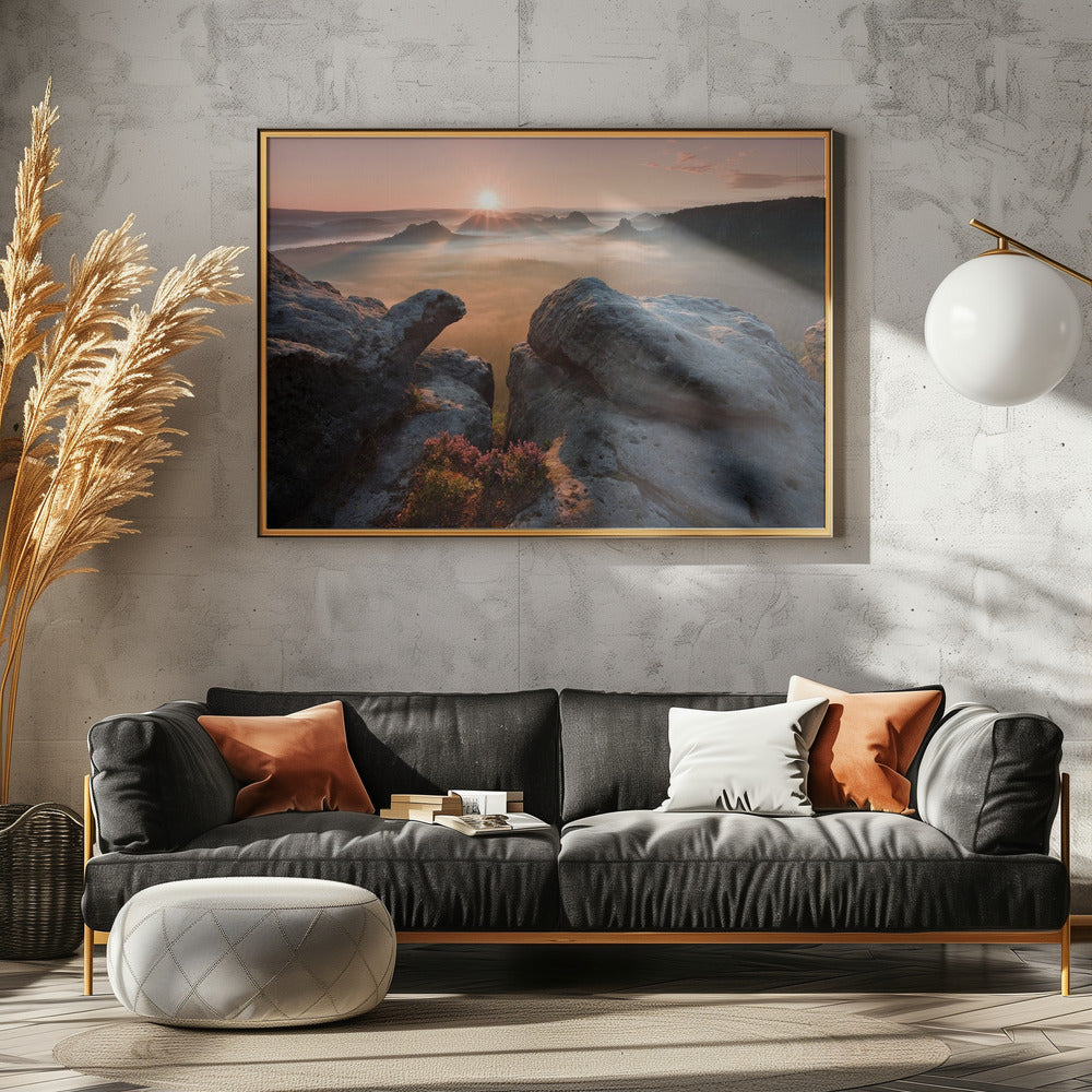 Zonsopgang op de rotsen | Canvas