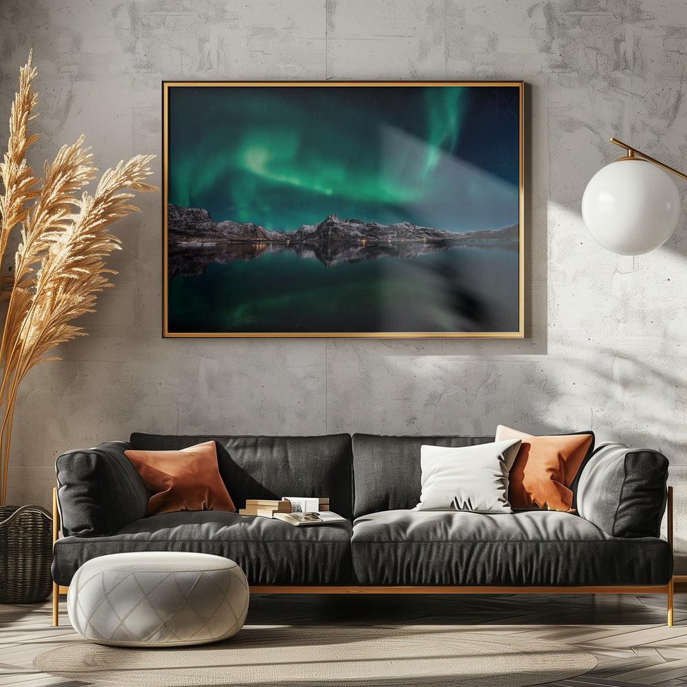 Lofoten Aurora-reflectie | Canvas