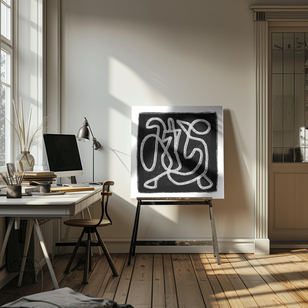Zwarte Krabbel 3 | Canvas