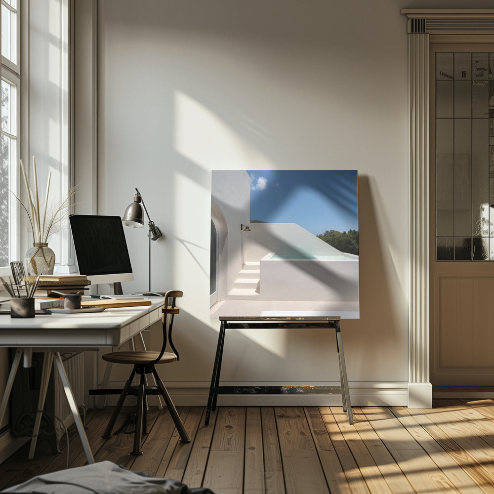 Stap in het zwembad | Canvas
