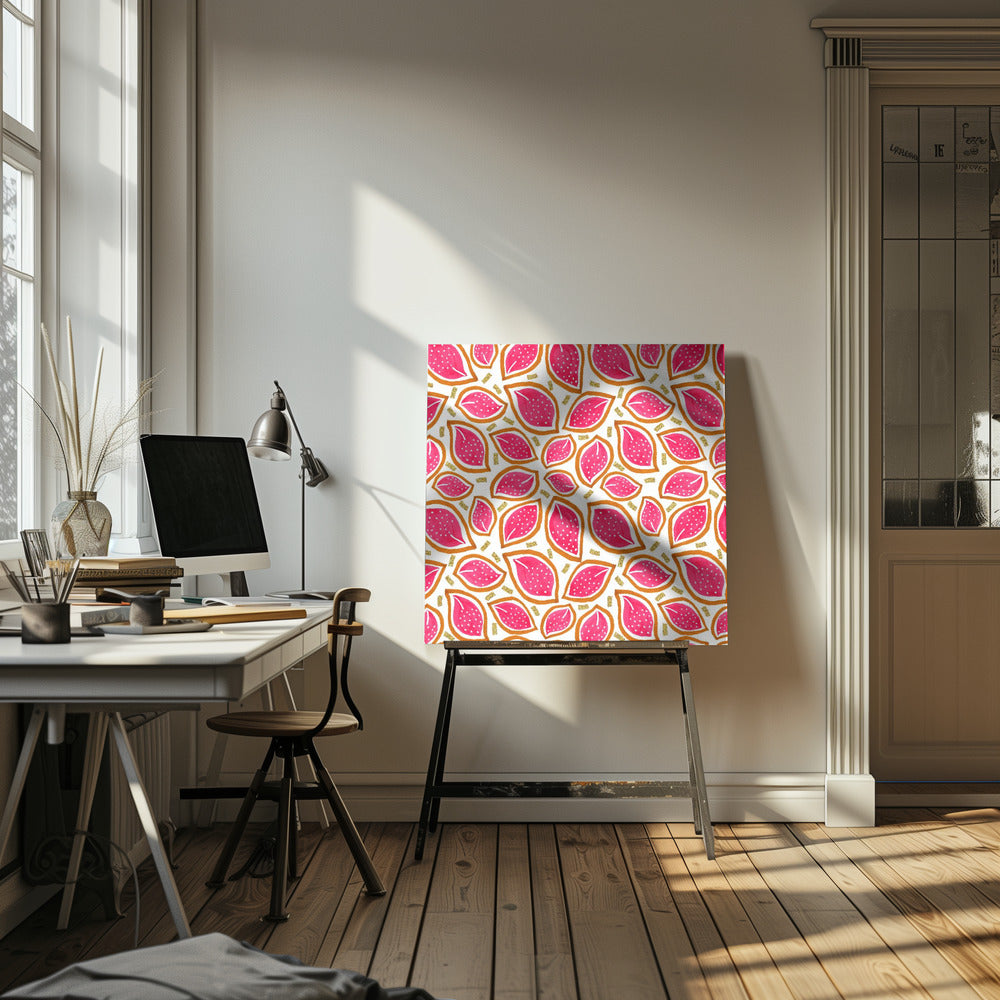 Koraal glitter verspreide bladeren stippen | Canvas